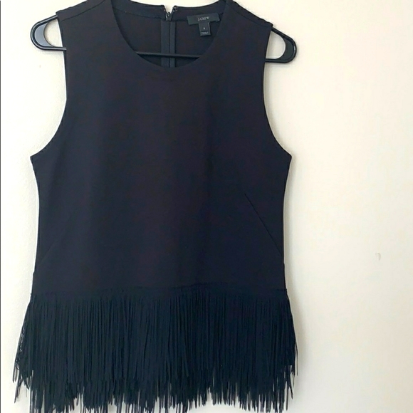 J. Crew Tops - J. Crew  black fringe  sleeveless top size S.